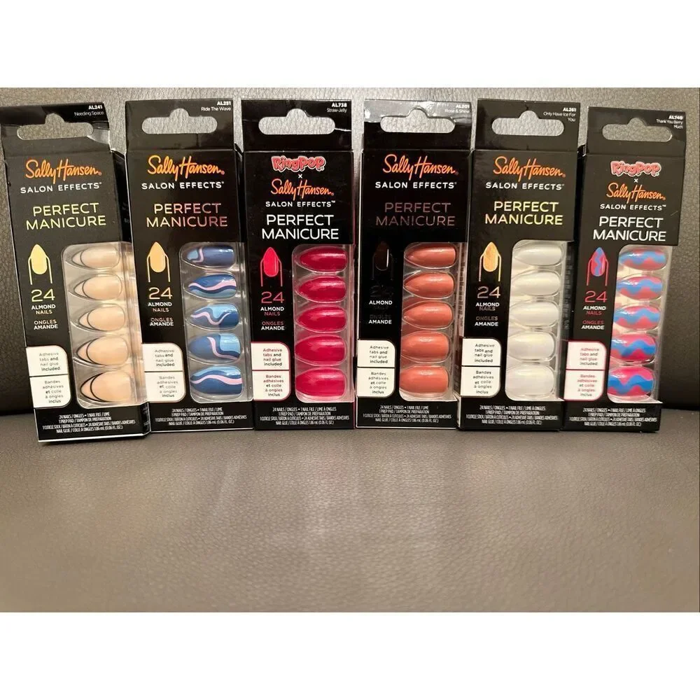 Sally Hansen 6 Sets of Almond Shaped Press On Nails New